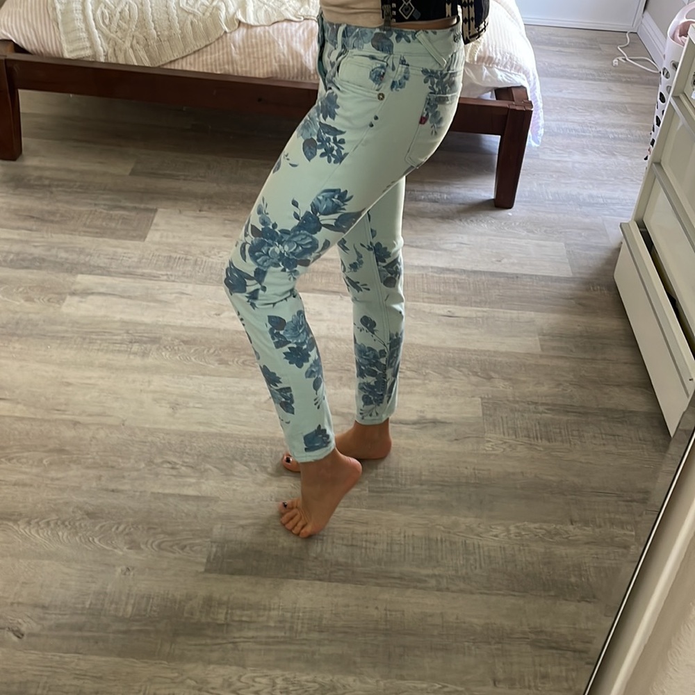 VIGOSS Denim Floral Blue Skinny Jeans